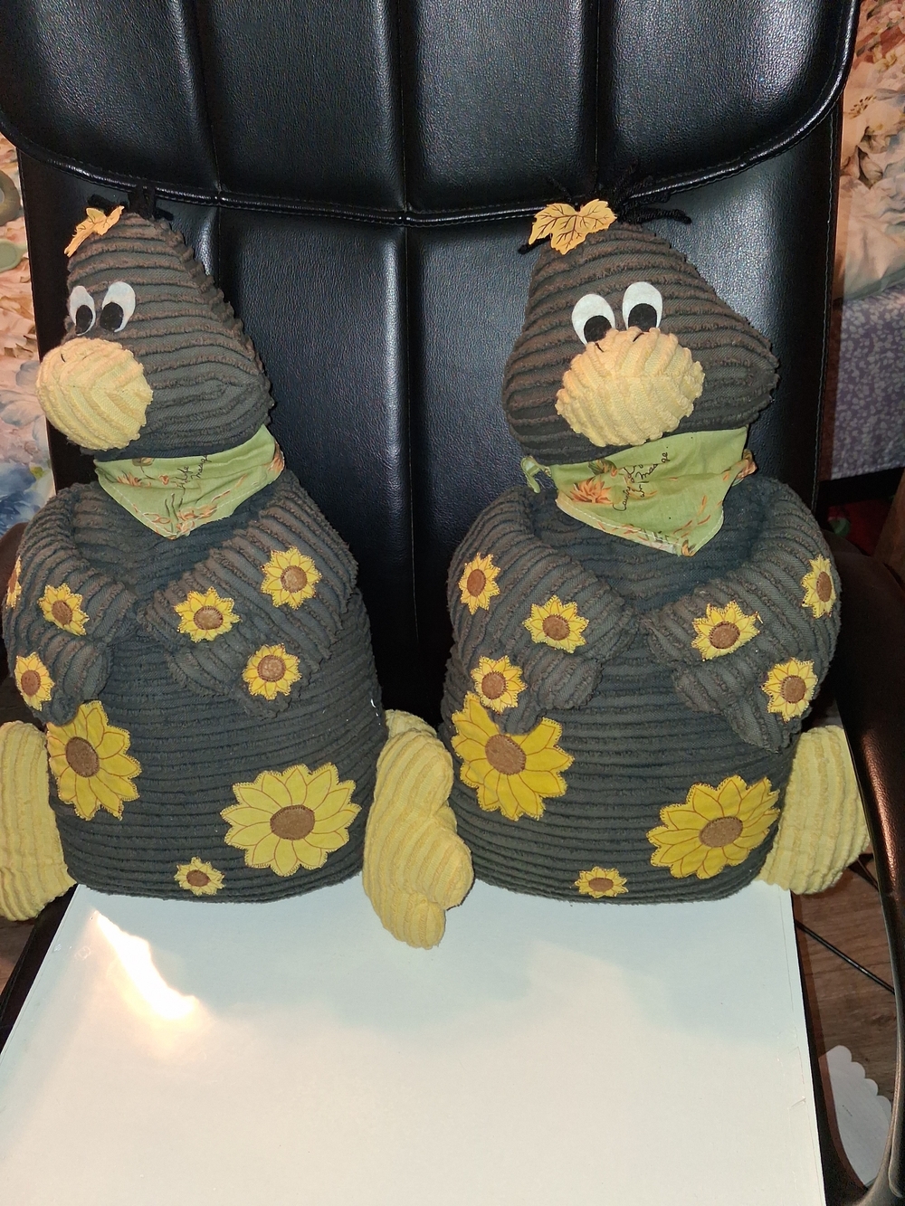 Handcrafted Gray & Yellow Sunflower Decorative Plush Pair - Home Accents